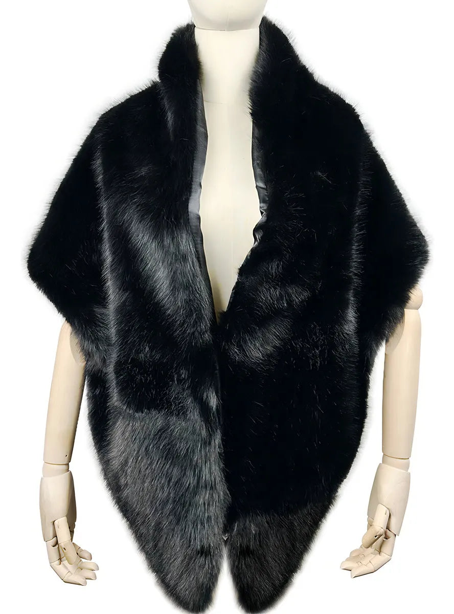Capa Estola Elegante Faux Fur Vestidos Fiesta Chal Maxi Gde Color Negro