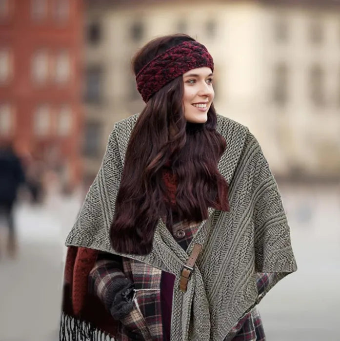 Bufanda Mujer Capa Elegante Poncho Chal Dama Tejido Punto Color Gris